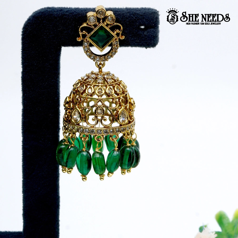 Royal Cutwork Temple Jhumka Earrings