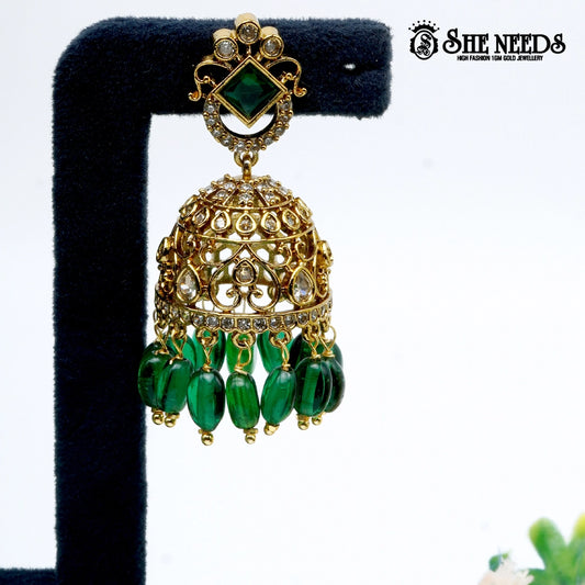 Royal Cutwork Temple Jhumka Earrings