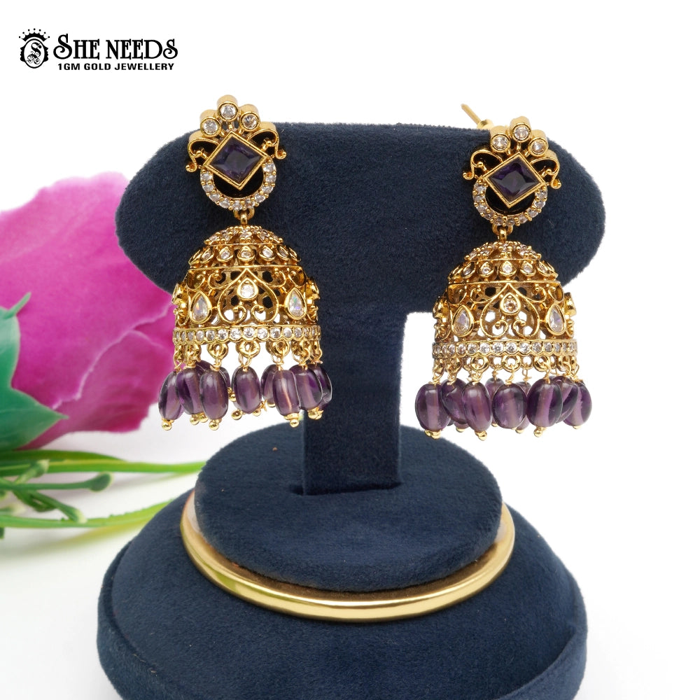 Royal Cutwork Temple Jhumka Earrings