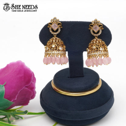 Royal Cutwork Temple Jhumka Earrings