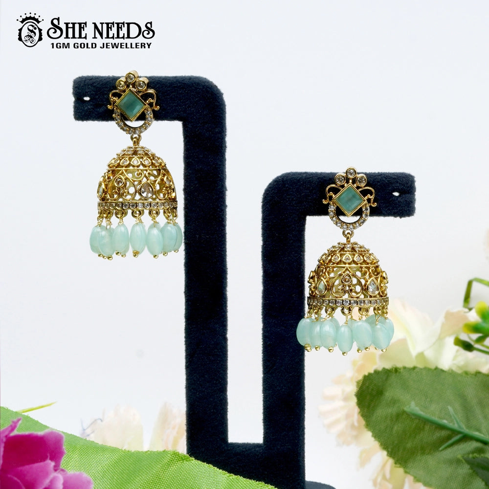 Royal Cutwork Temple Jhumka Earrings