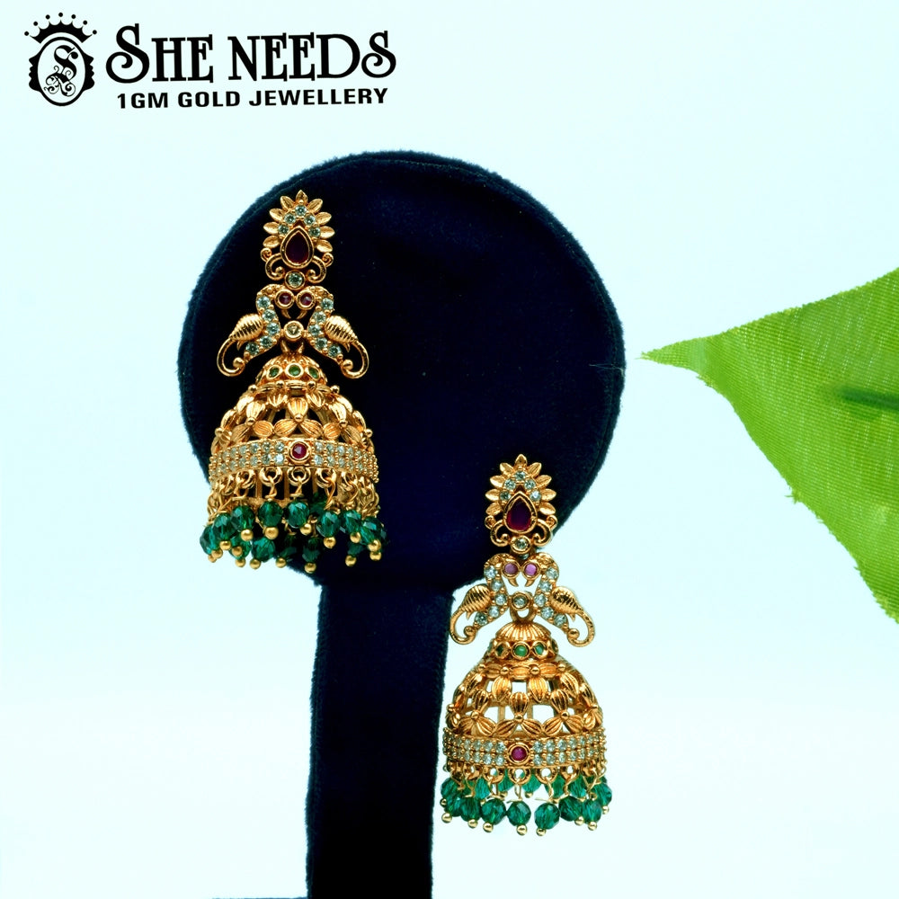 Antique Finish Temple Jhumka