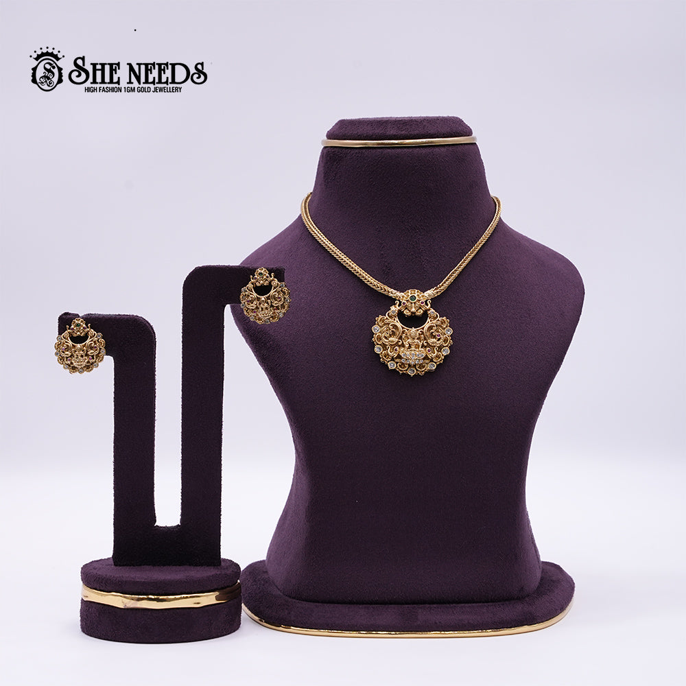 Antique Lakshmi Temple Pendant Necklace Set