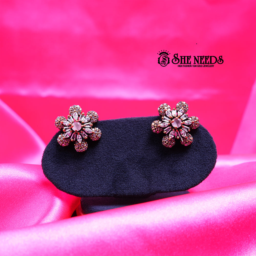 ANTIQUE VIOLET DAISY CZ STUDS