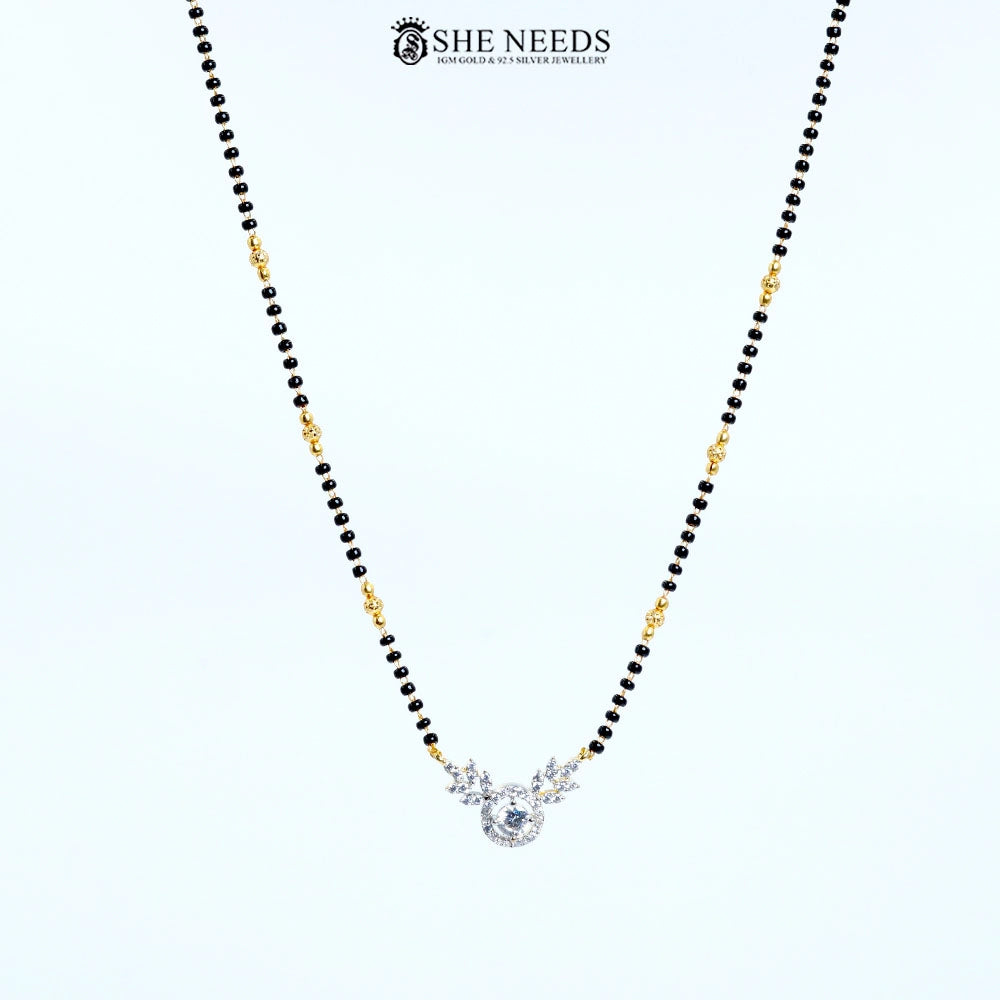 Anvika Gold Plated AD Leaf Mangalsutra
