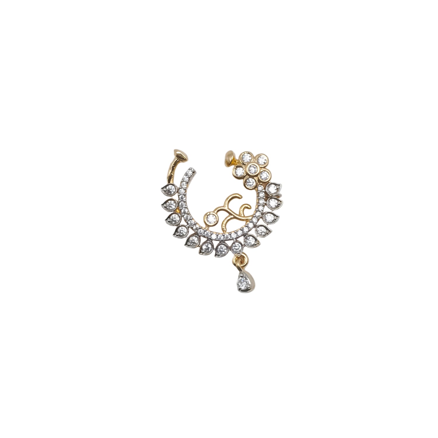 Crystal Bloom Nath featuring sparkling American Diamond (CZ) stones in a floral-inspired design with a premium gold finish | She Needs Jewellery