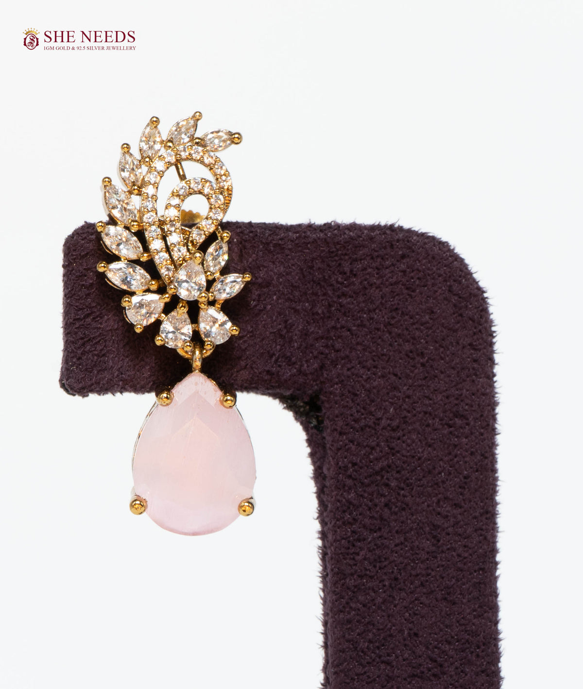 Light Pink Crystal Drop Earrings