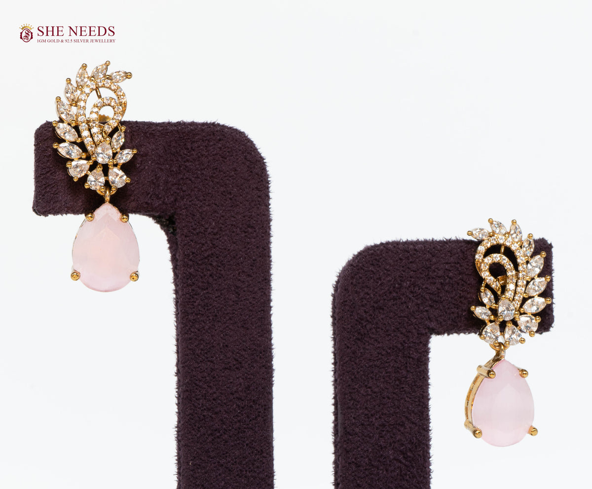 Light Pink Crystal Drop Earrings