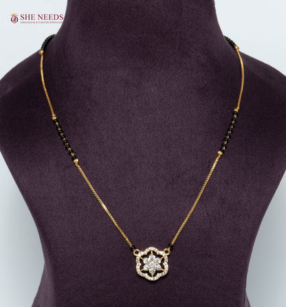Floral American Diamond Mangalsutra Necklace
