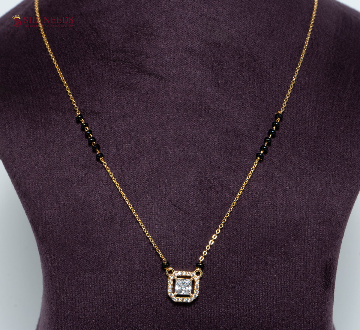 Princess Cut American Diamond Mangalsutra Necklace