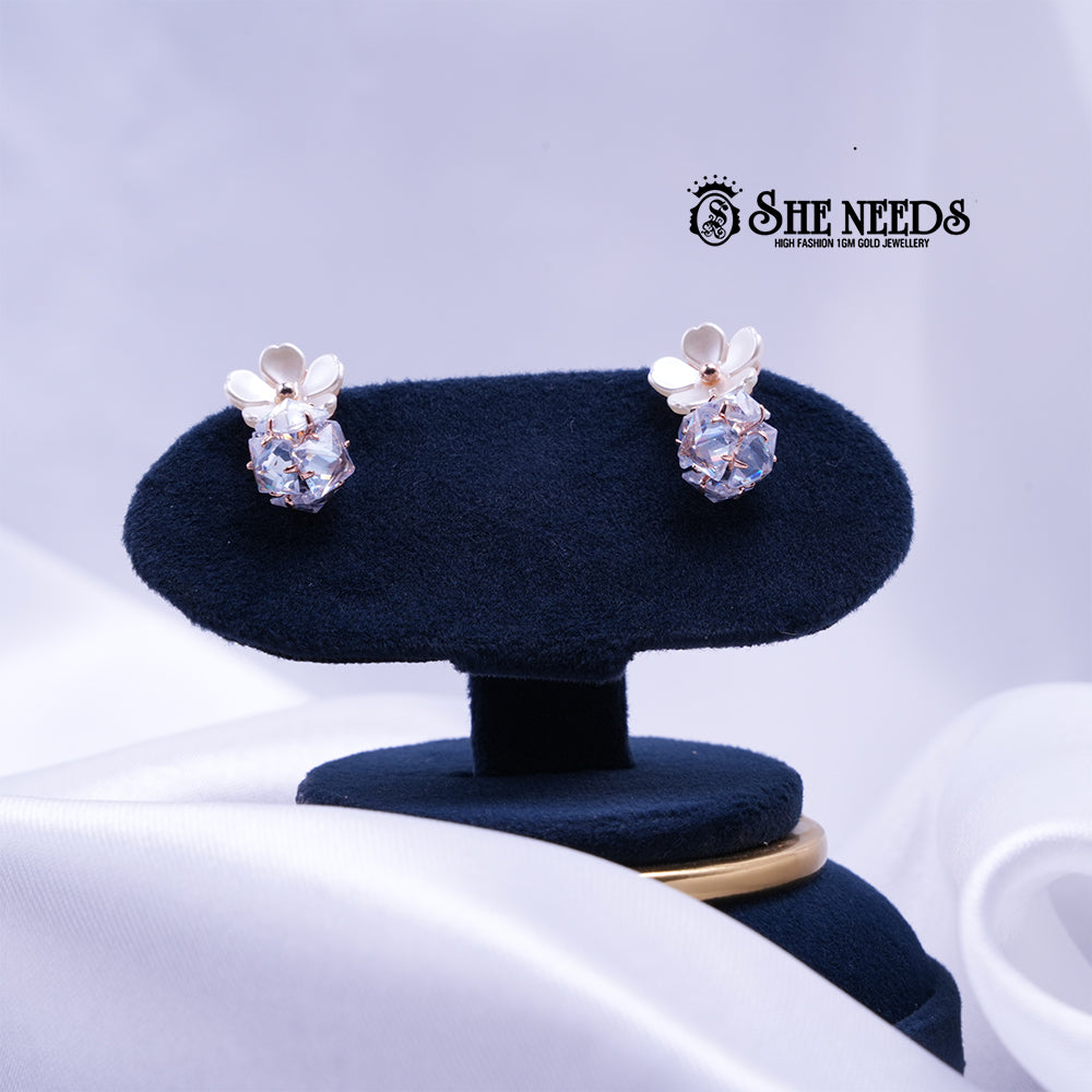 Elegant Floral Crystal Stud Earrings