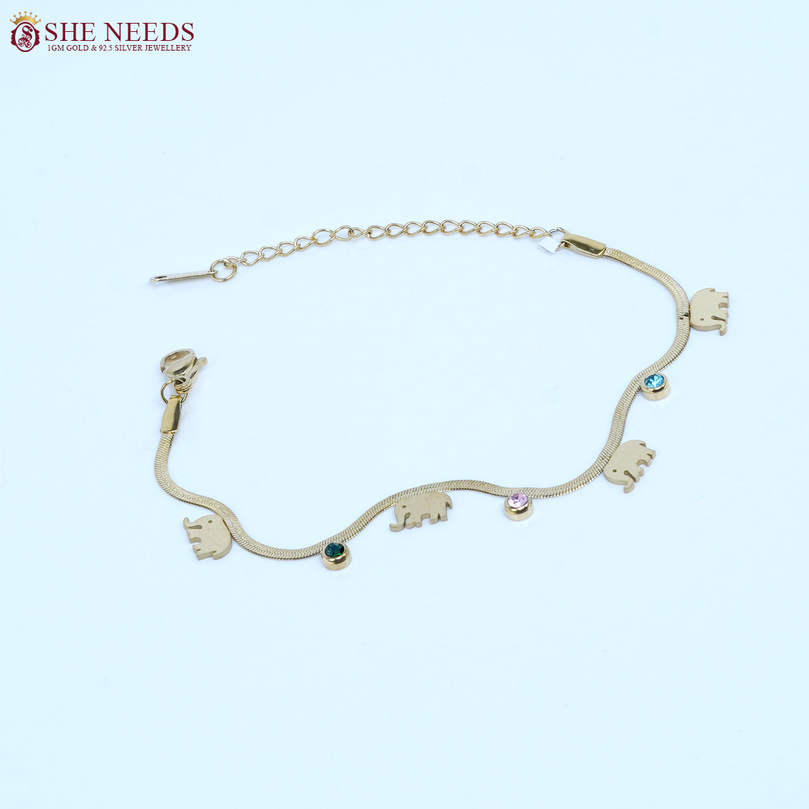 Lucky Elephant Charm Gold Bracelet