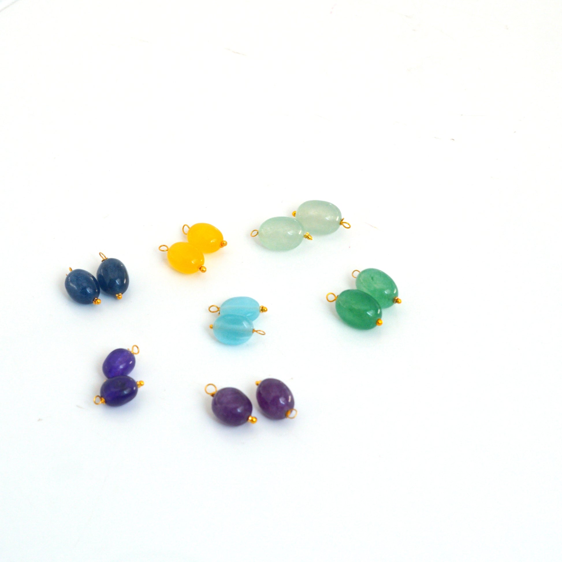 Gold-plated interchangeable drop earrings with 7 color options|She Needs Jewellery
