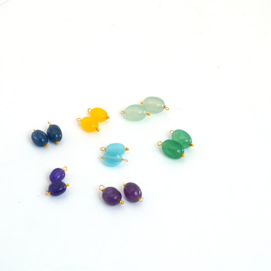 Gold-plated interchangeable drop earrings with 7 color options|She Needs Jewellery
