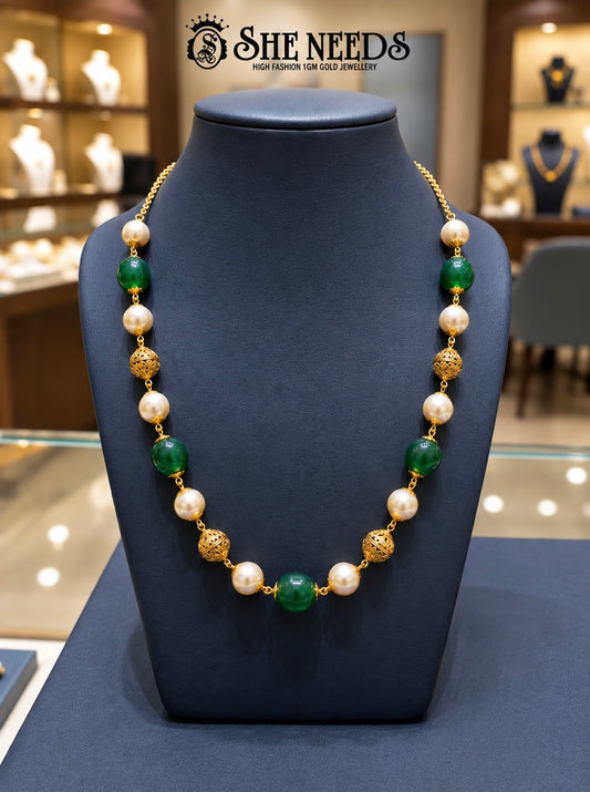 Emerald Pearl Heritage Beads Necklace