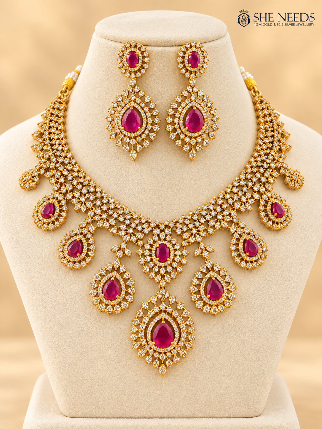 Kamalika AD Floral Choker Necklace Set