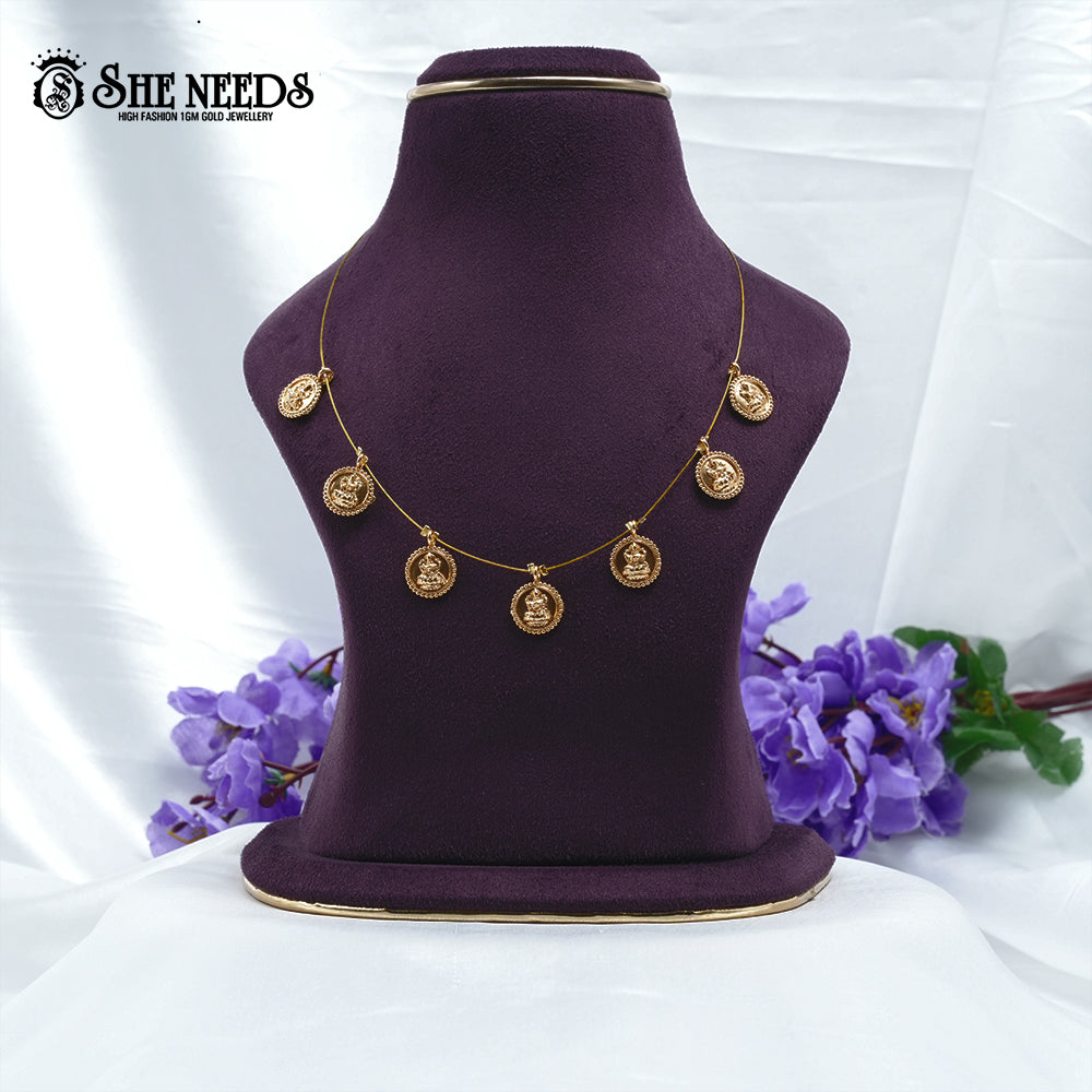 Lakshmi Coin Charm Wire Necklace
