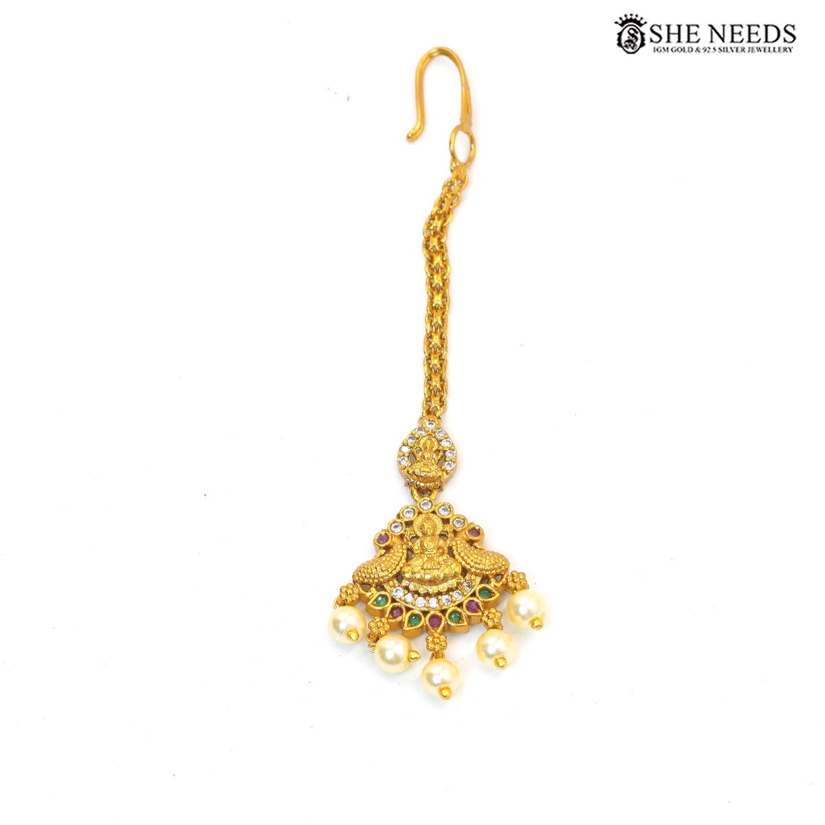 Lakshmi Pearl Cascade Antique Gold Layered Necklace Set