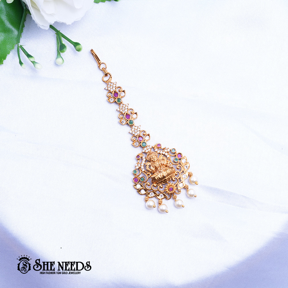 Lakshmi Ruby Pearl Maang Tikka