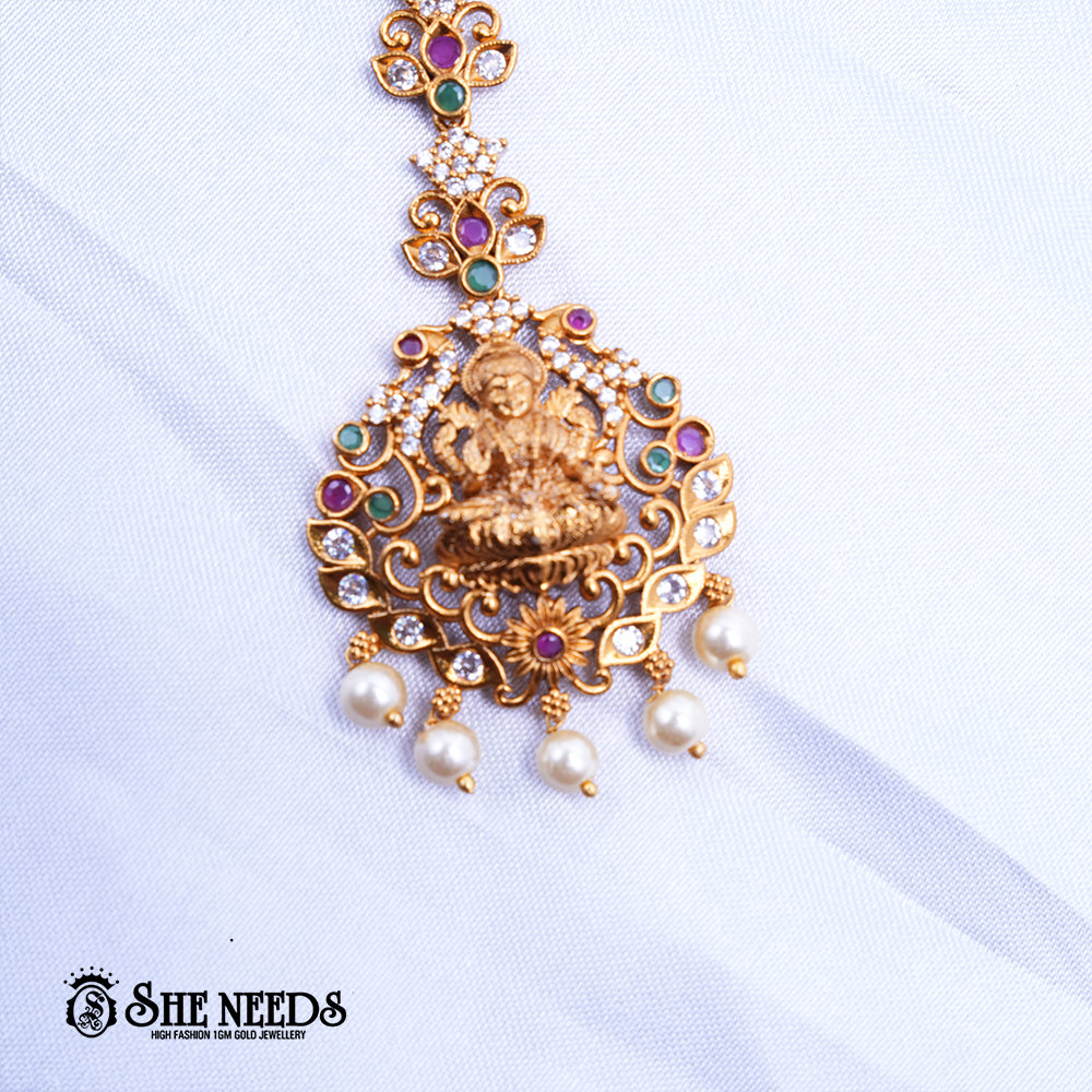 Lakshmi Ruby Pearl Maang Tikka