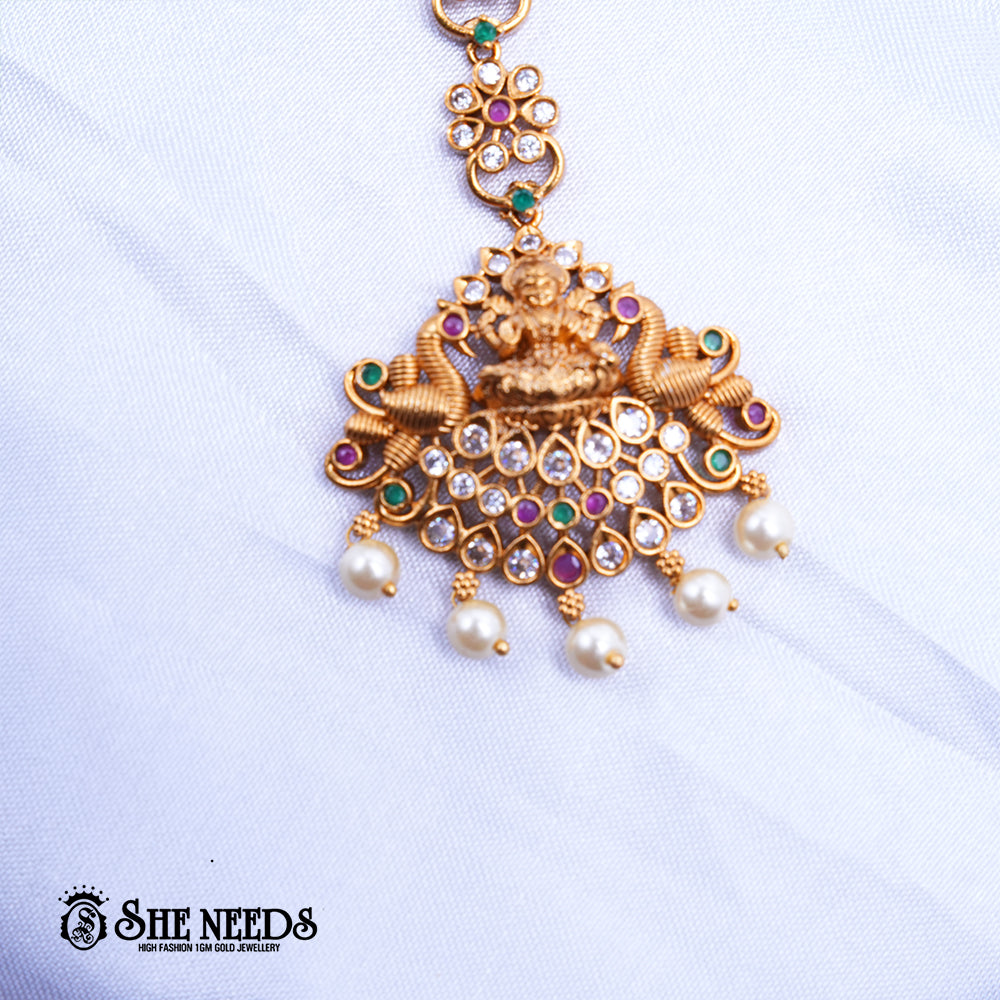 Lakshmi Ruby Pearl Maang Tikka