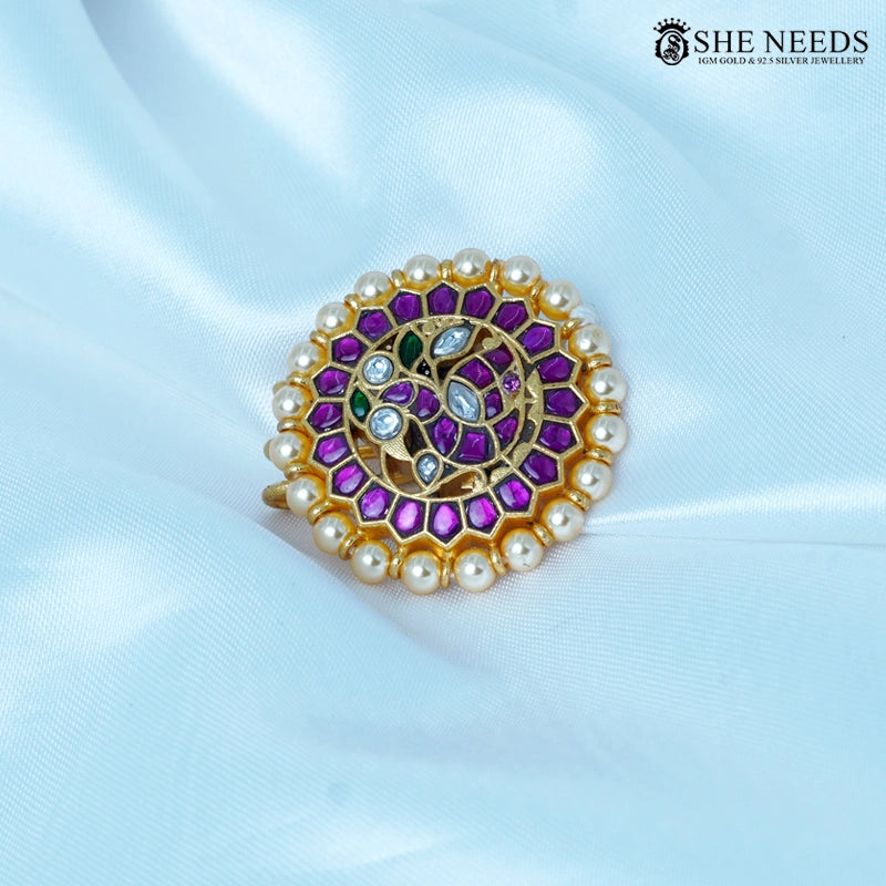 Suryudu Chandrudu Purple Kundan Pearl Hair Clip