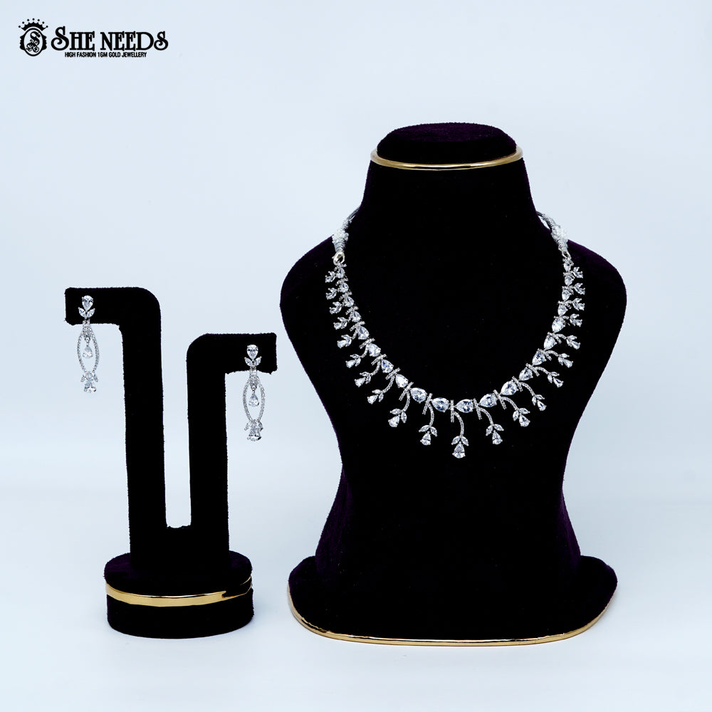 Crystal Vine Elegance rhodium silver short necklace for women