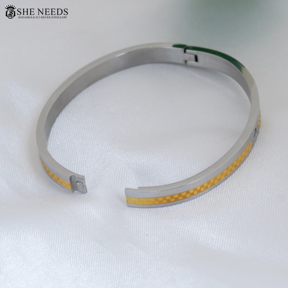 Men’s Two-Tone Stainless Steel Bracelet with CZ Accent
