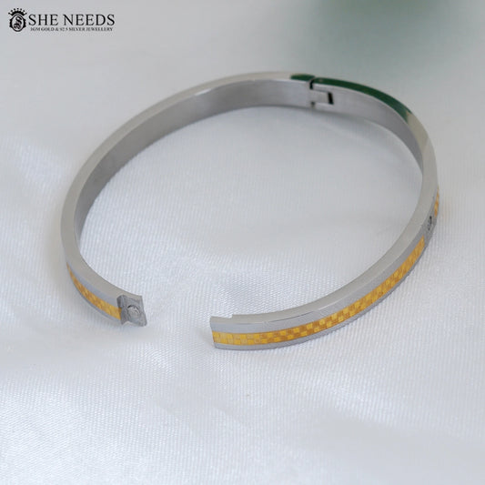 Men’s Two-Tone Stainless Steel Bracelet with CZ Accent