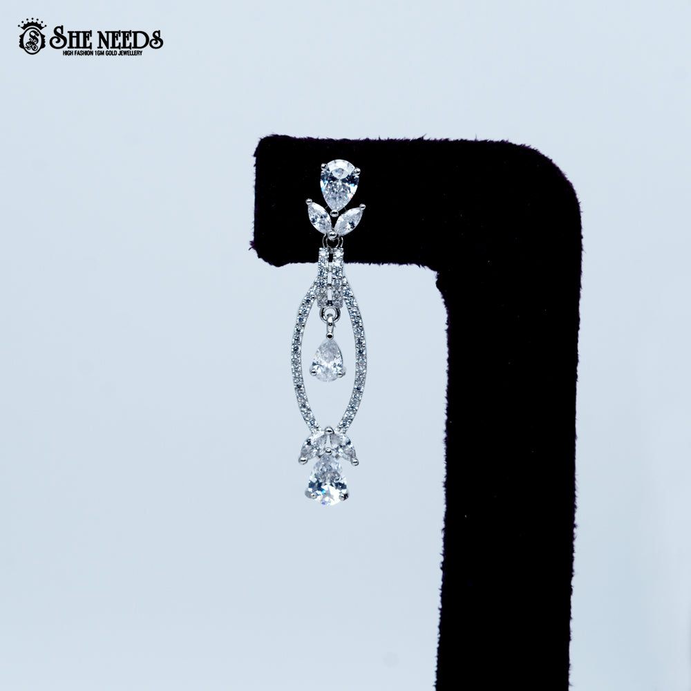 Crystal Vine Elegance Rhodium Silver Short Necklace