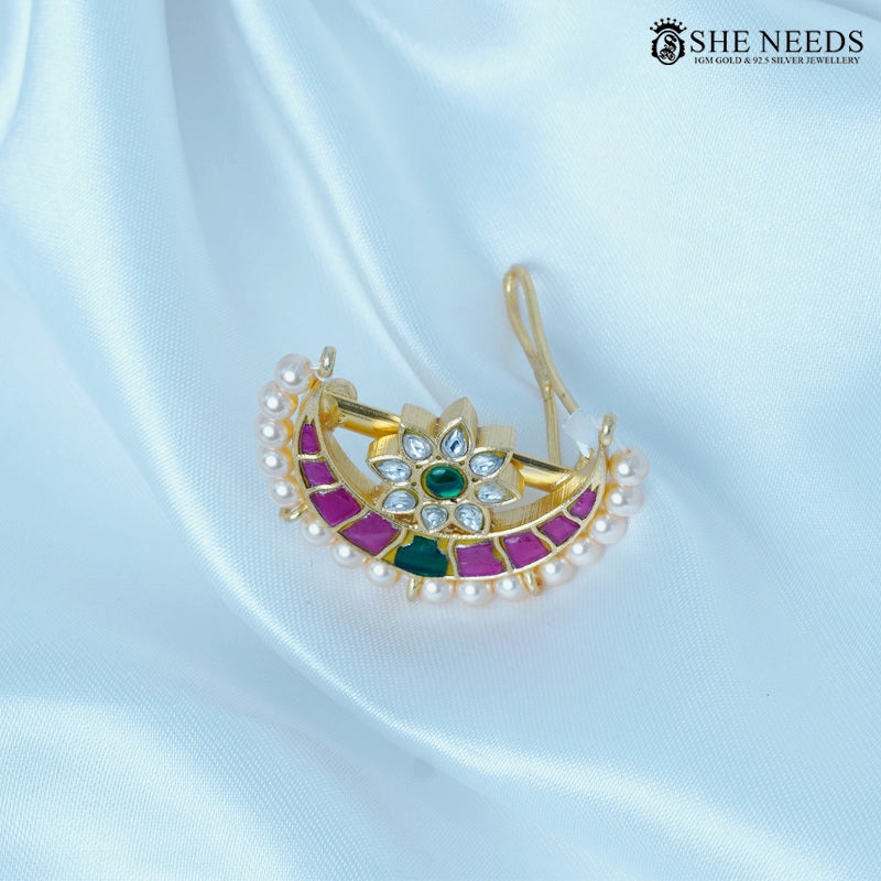 Suryudu Chandrudu Purple Kundan Pearl Hair Clip