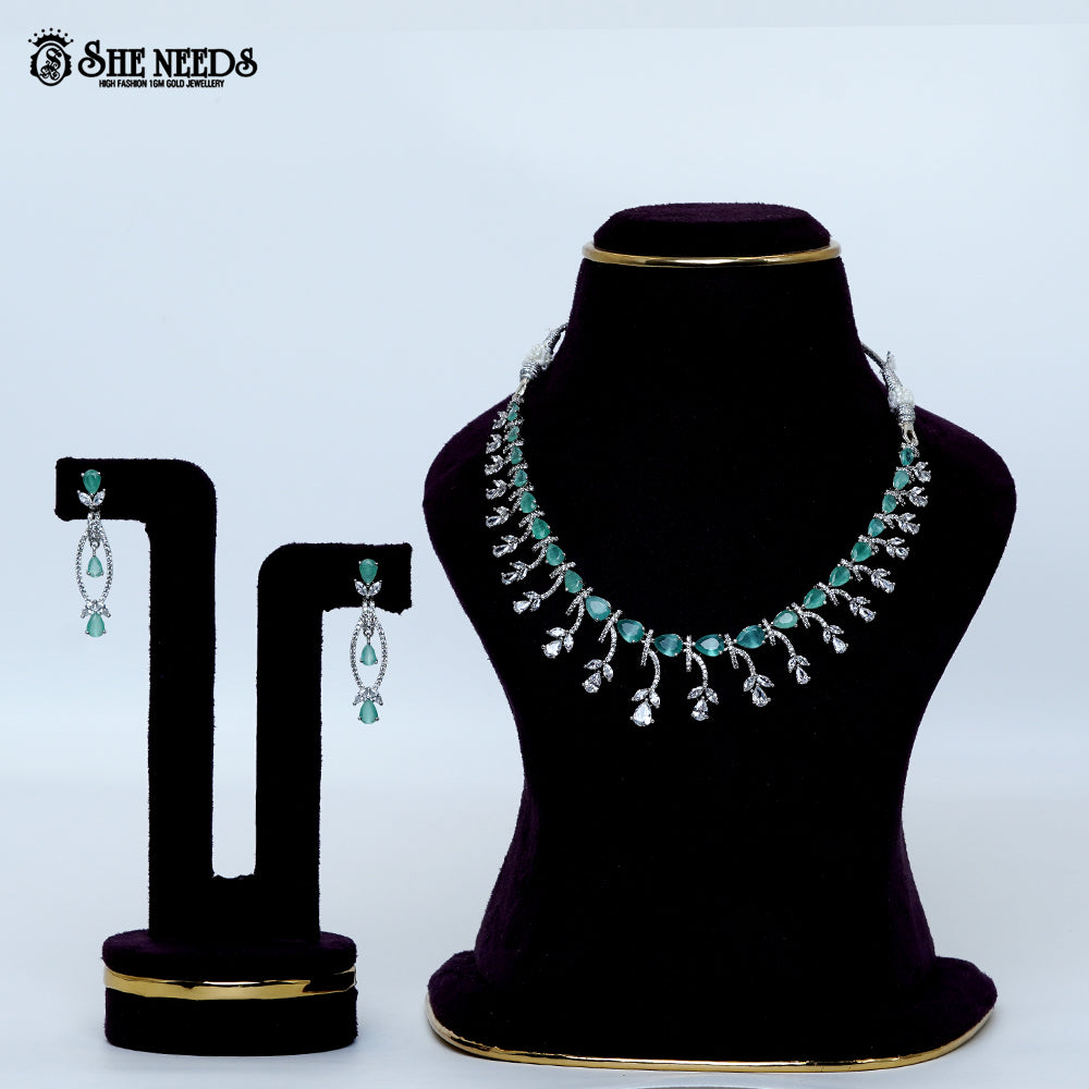 Crystal Vine Elegance Rhodium Silver Short Necklace