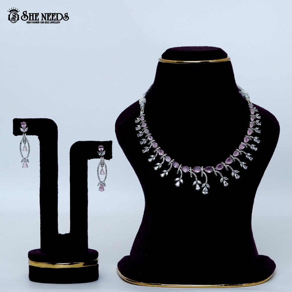 Crystal Vine Elegance Rhodium Silver Short Necklace