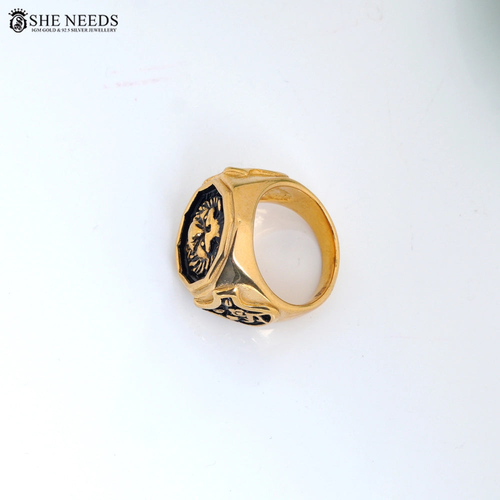 Men’s Lion Face Gold-Tone Ring