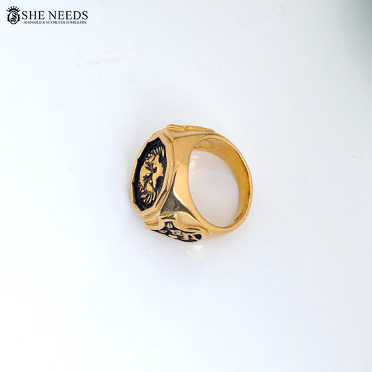 Men’s Lion Face Gold-Tone Ring
