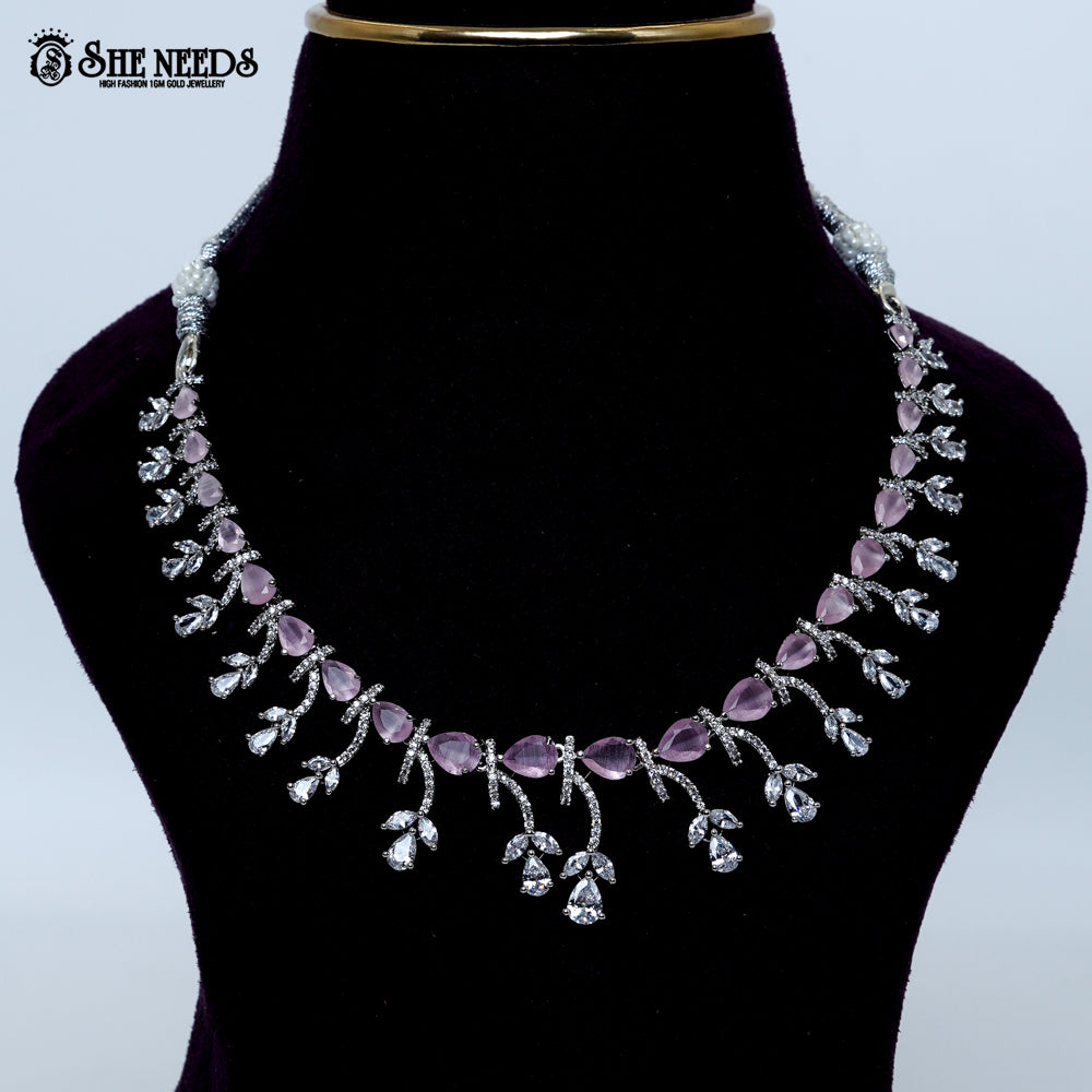 Crystal Vine Elegance rhodium silver short necklace for women