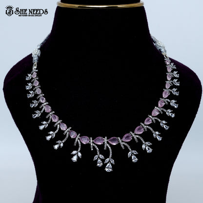 Crystal Vine Elegance rhodium silver short necklace for women