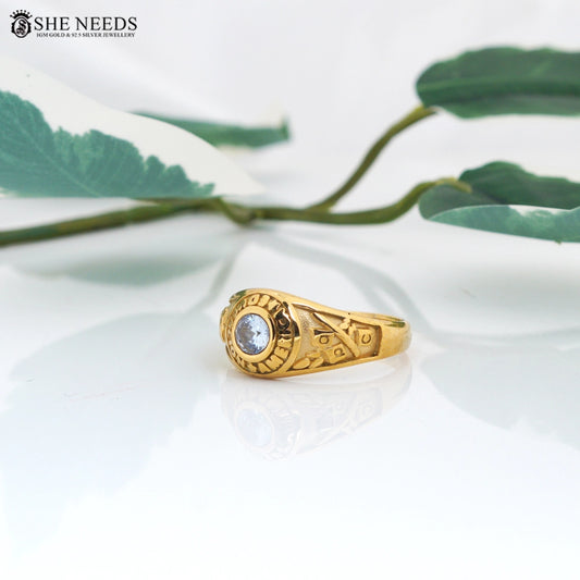 Men’s Gold-Tone Ring with Round CZ Stone