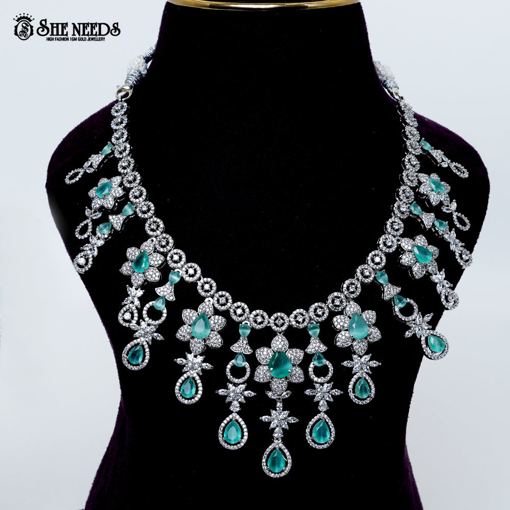 Amethyst Bloom Royale Rhodium Silver Necklace