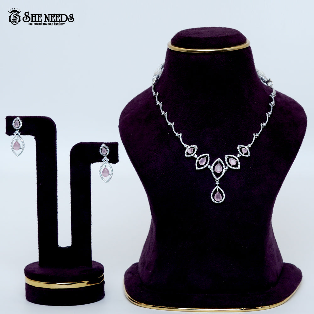 Midnight Grace Rhodium Silver Necklace