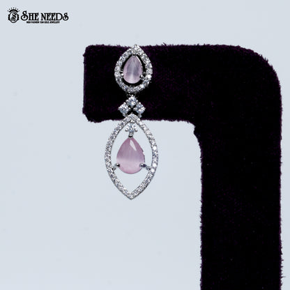 Midnight rhodium silver necklace with blue stone teardrop design| She Needs Jewellery