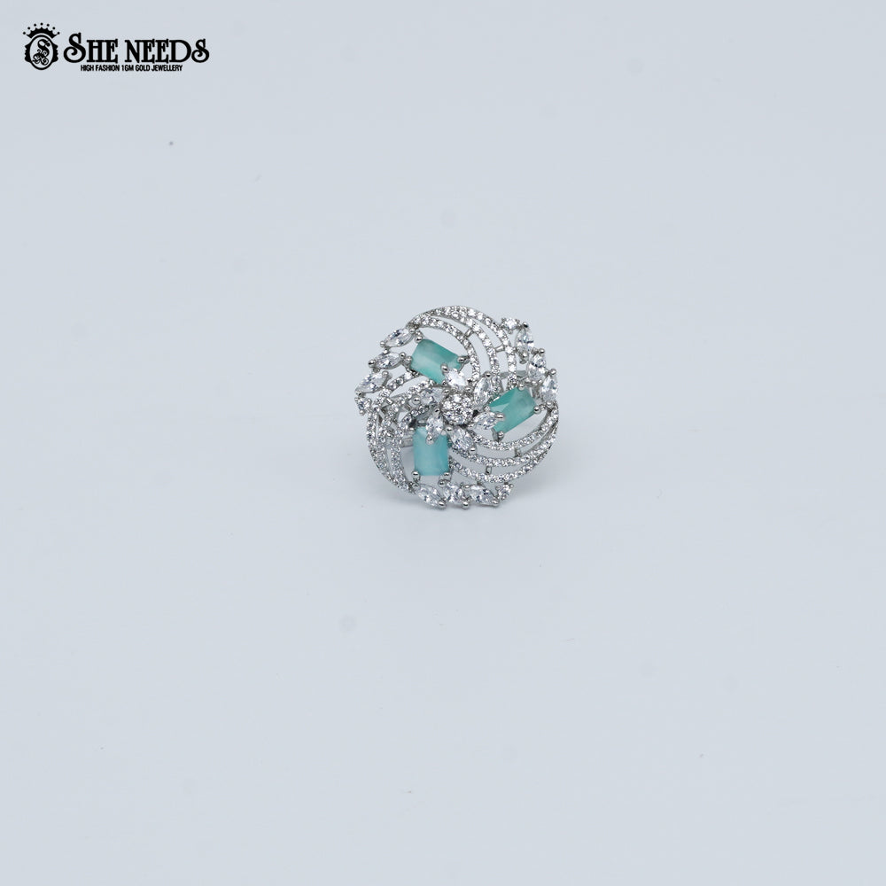 Silver Pink Stone Designer Ring
