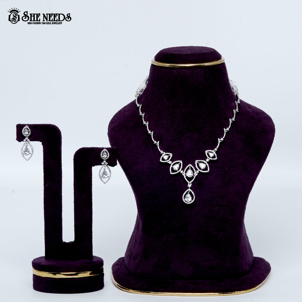 Midnight Grace Rhodium Silver Necklace