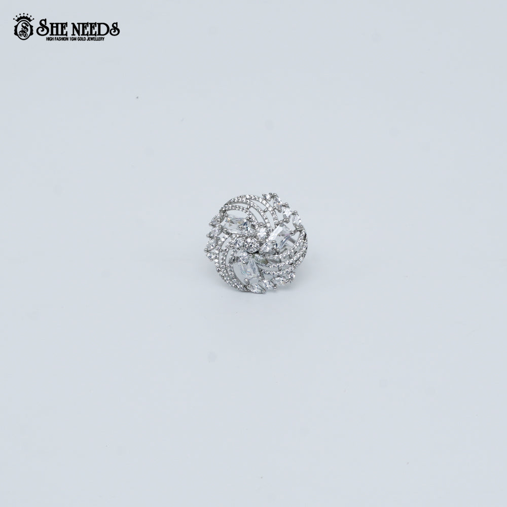 Silver Pink Stone Designer Ring