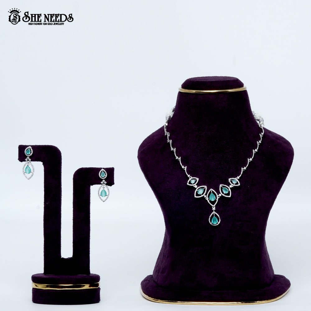 Midnight Grace Rhodium Silver Necklace