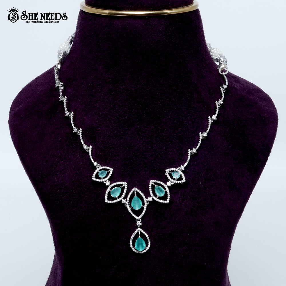 Midnight Grace Rhodium Silver Necklace