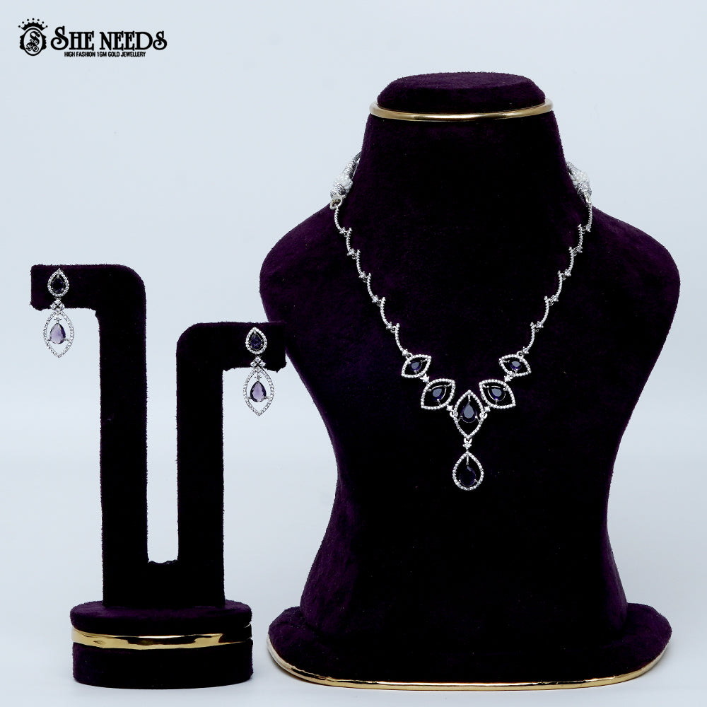 Midnight Grace Rhodium Silver Necklace