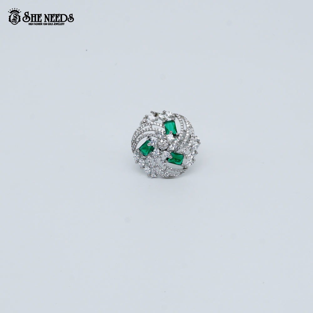 Silver Pink Stone Designer Ring