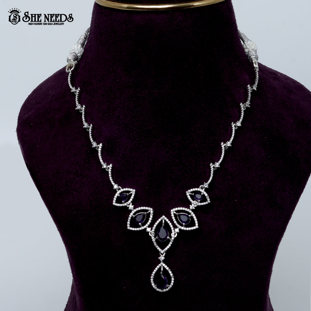 Midnight Grace Rhodium Silver Necklace