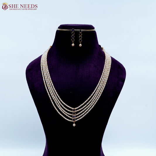 Ivory pearl beads necklace set by She Needs Jewellery multi strand traditional jewellery